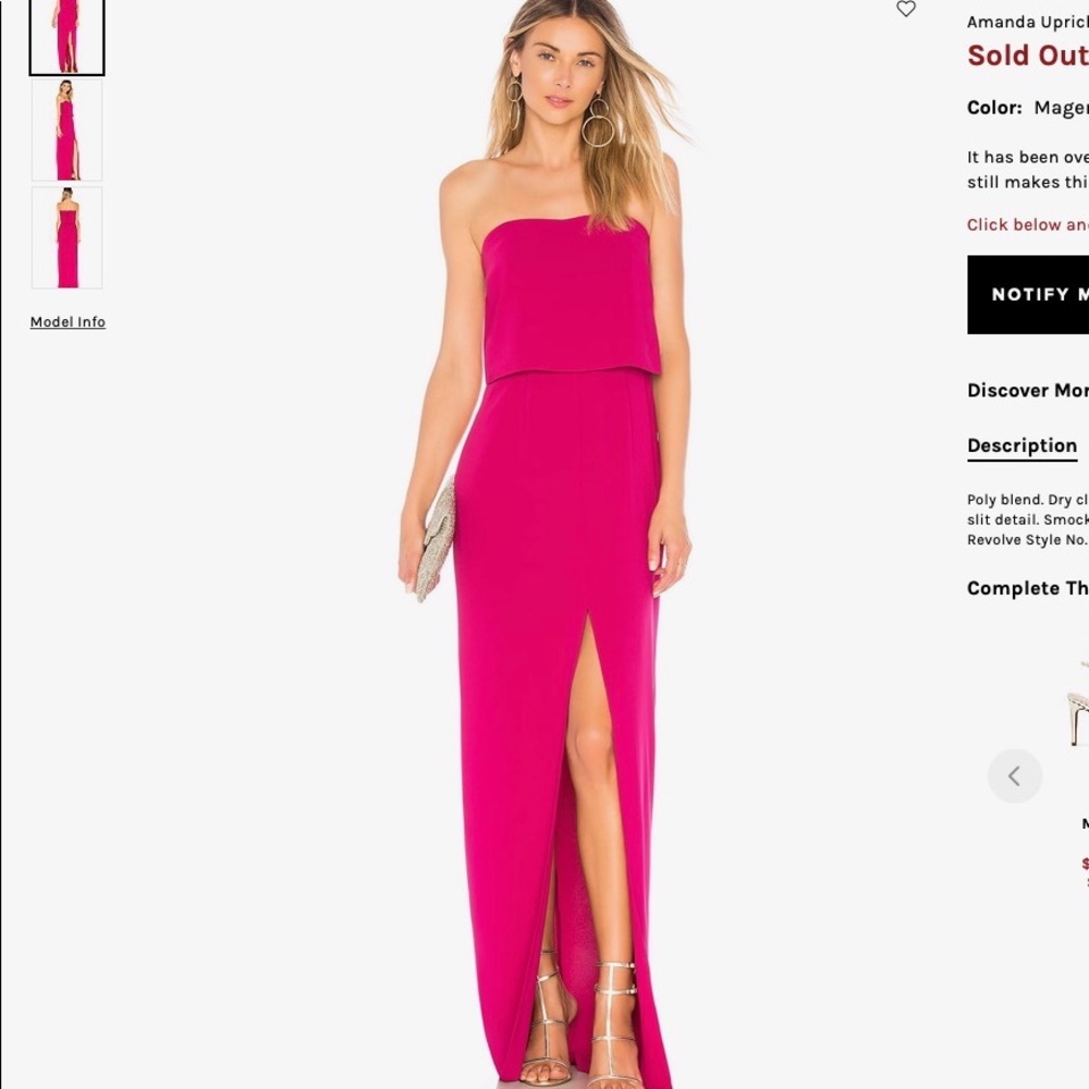 Amanda Uprichard Verona Gown - Size Small. Never worn.